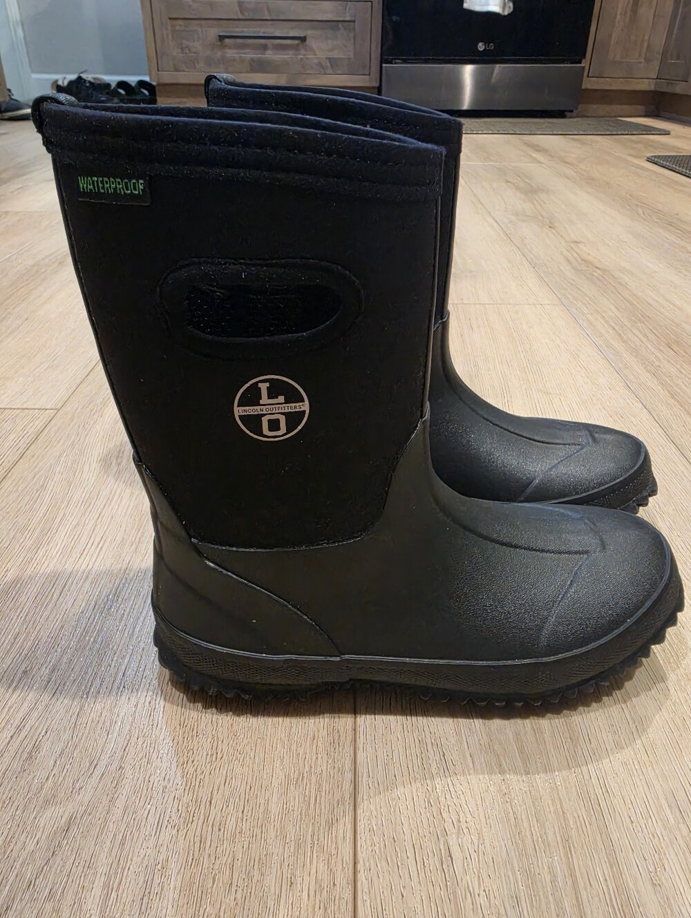Lincoln Outfitters Kids Waterproof Winter Rain Boots Black Size 3 Insulated - Picture 2 of 6